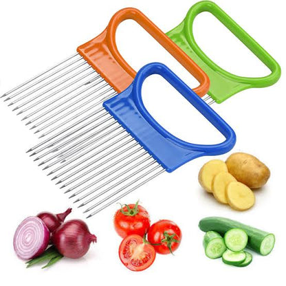 Stainless Steel Vegetable Slicer Holder For Onion Tomato Kitchen Safety