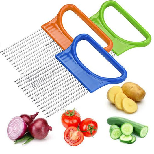 Stainless Steel Vegetable Slicer Holder For Onion Tomato Kitchen Safety