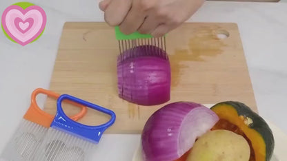 Stainless Steel Vegetable Slicer Holder For Onion Tomato Kitchen Safety