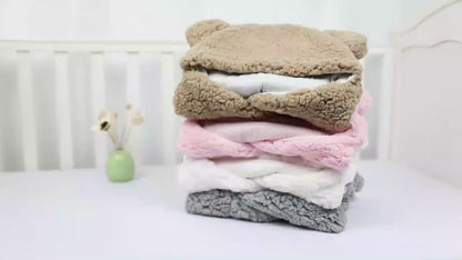 Adorable Teddy Bear Swaddle Wrap Suit with Soft Quilted Lining
